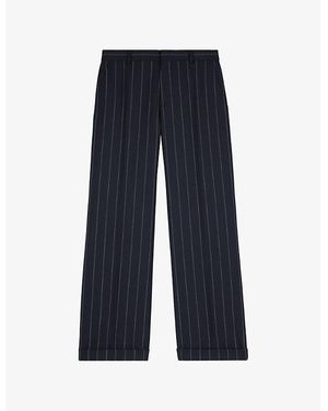 The Kooples Pinstriped Straight-Leg Woven Trousers - Blue