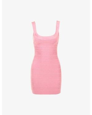 House Of Cb The Supermodel Halter-Neck Bandage Stretch-Woven Mini Dress Xs (A-C Cup) - Pink