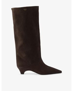Prada Pointed-Toe Leather Knee-High Boots - Brown
