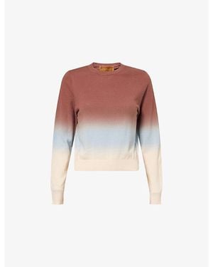 Mother The Crew-Neck Knitted Cotton Jumper - Red