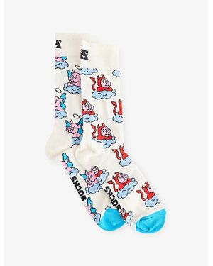 Happy Socks Good Bad Pig Cotton-Blend Socks Pack Of Two - Blue