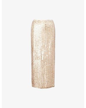 Zankov Marcella Beaded Silk Midi Skirt - Natural