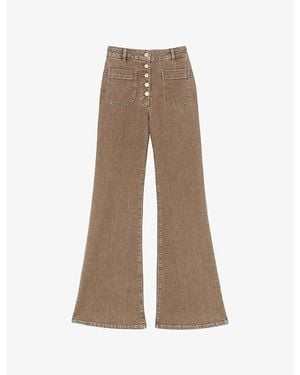 Reiss Cali Flared Denim Jeans - Brown