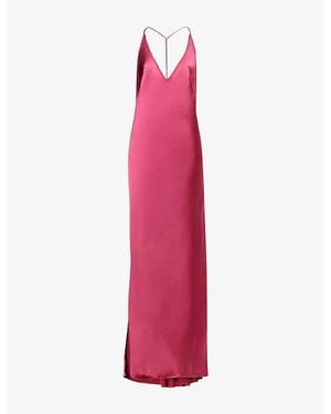 Anna October Justina Plunge Woven Maxi Dress - Pink
