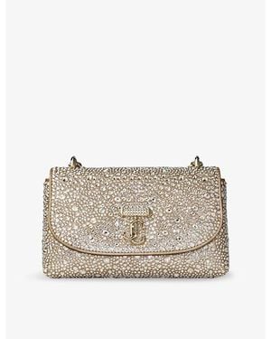 Jimmy Choo Curve Rhinestone-Embellished Suede Cross Body Bag - Grey