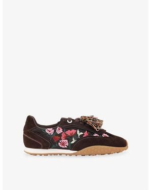 KG by Kurt Geiger Embroidered Faux-Leather Trainers - Brown
