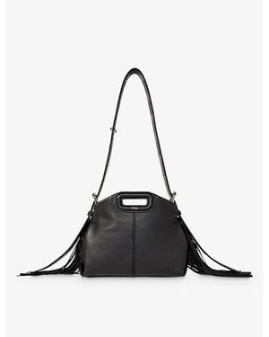 Maje Miss M Mini Logo-Embossed Leather Shoulder Bag - Black