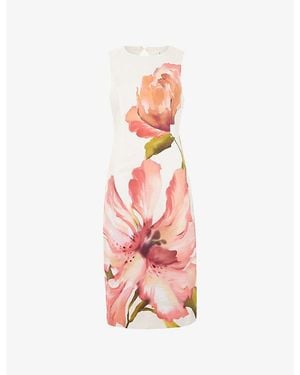 Phase Eight Nadina Floral Cotton-Blend Midi Dress - Pink