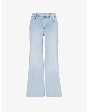 FRAME Le Palazzo Crop Wide-Leg Stretch-Denim Jeans - Blue