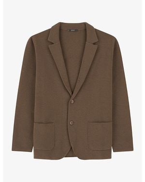 BOGGI Notch-Lapel Single-Breasted Merino Wool Jacket - Brown