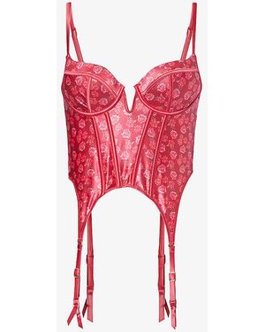 Lounge Underwear Kaia Floral-print Stretch-woven Bra - Red