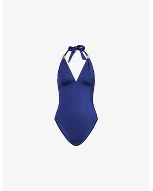 Heidi Klein Slider Halterneck Swimsuit - Blue