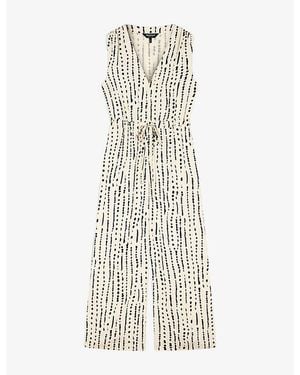 Whistles Patterned Wide-Leg Woven Jumpsuit - Natural