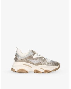 Steve Madden Kids' Jprivy Embellished Low-Top Mixed-Material Trainers - White