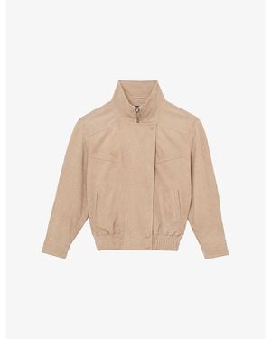 Reiss Petra Oversized-Fit Suede Jacket - Natural