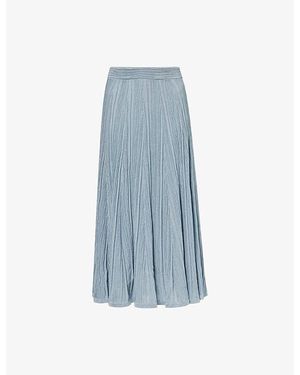 Zimmermann Aster Metallic Knit Midi Skirt - Blue