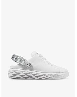 Jimmy Choo Diamond Maxi/Crystal Leather Sneaker - White