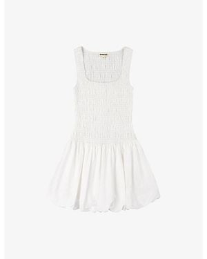 OMNES Fernanda Puffball-Hem Cotton Mini Dress - White