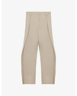 Loewe Wide-Leg Side-Flap Cotton-Blend Trousers - Natural