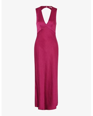 OMNES Nova Tie-Back Satin Maxi Dress - Purple