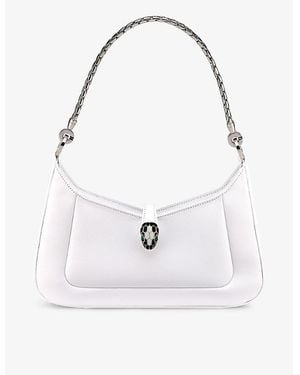 BVLGARI Serpenti Baia Small Leather Shoulder Bag - White