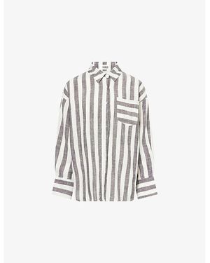 4th & Reckless Rio Striped Oversized-Fit Linen And Cotton-Blend Shirt - White
