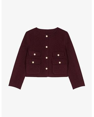 Maje Reversible Double-Face Wool-Blend Jacket - Red