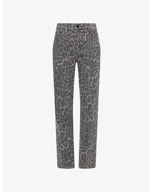 GOOD AMERICAN Good Icon Straight-Leg High-Rise Stretch-Denim Jeans - Grey