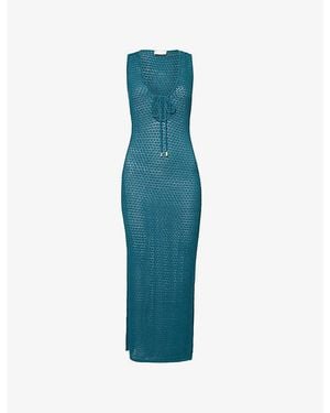 Cheap Monday Monte Carlo Plunge-Neck Crochet Maxi Dress - Blue