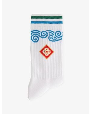 CASABLANCA Wave Crew-Length Cotton Socks - Blue