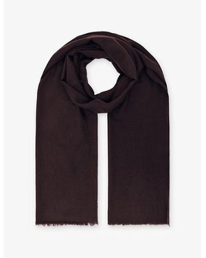 Reiss Heidi Fringe-Trimmed Cashmere Scarf - Blue