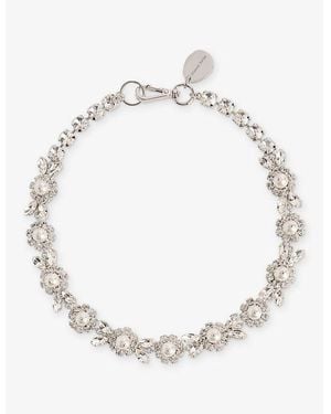 Simone Rocha Daisy Floret Brass And Faux-Pearl Necklace - Metallic