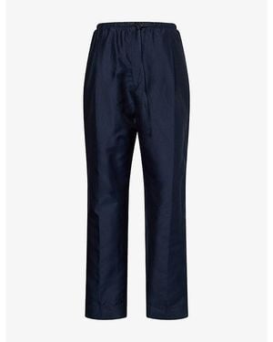 Bottega Veneta Drawstring-Waist Cotton-Blend Trousers - Blue