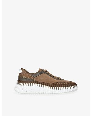 Chloé Nama Runner Mesh And Woven Trainers - Green