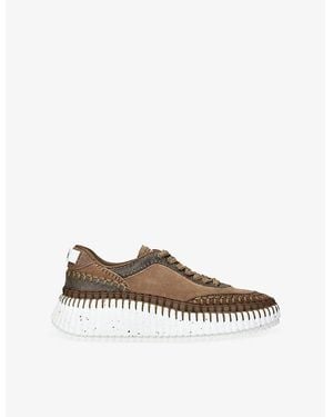 Chloé Nama Runner Mesh And Woven Sneakers - Green