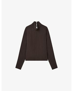 JOSEPH Buick Funnel-Neck Crepe Blouse - Black