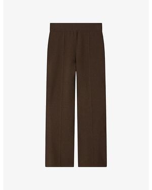 JOSEPH Zeta Straight-Leg Cropped Knitted Trousers - Brown