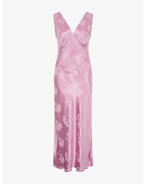OMNES Iris Floral Jacquard Woven Maxi Dress - Pink