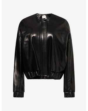 KHAITE Cordan Bomber Leather Jacket - Black