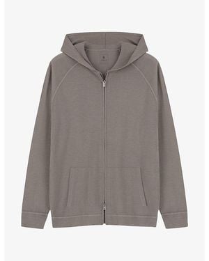 BOGGI Hooded Full-Zip Merino-Wool Sweatshirt - Grey
