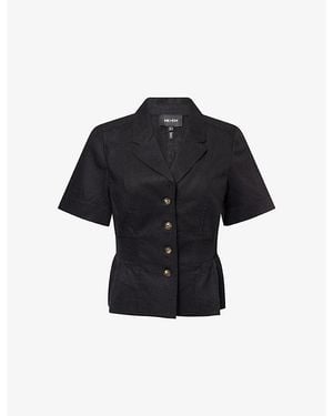 ME+EM Soft Sculpt Crease-Less Linen-Blend Shirt - Black