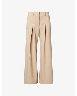 ME+EM Ultimate Wide-Leg Pleated Woven Trousers - Natural