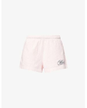 Sporty & Rich Health Script Disco Cotton-Jersey Shorts - Pink