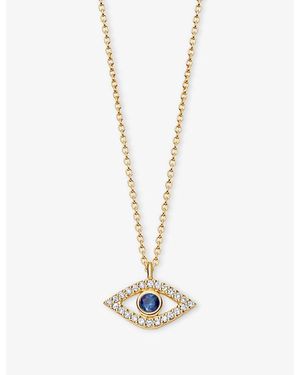 Astley Clarke Fine Biography Evil Eye 14Ct- 0.04Ct Sapphire And 0.106Ct Lab-Grown Diamond Pendant Necklace - Metallic