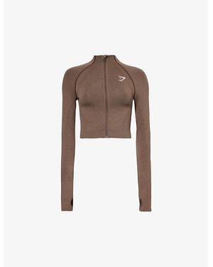 GYMSHARK Vital Seamless 2.0 Stretch-Jersey Zipped Jacket - Brown