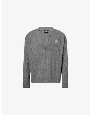 KTZ New York Yankees Mlb Cable-Knit Cardigan - Gray