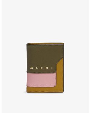 Marni Colour-Block Leather Bifold Wallet - Green