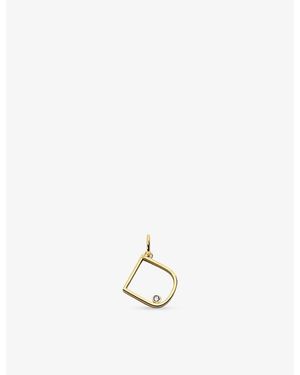 Monica Vinader Solitaire Initial D18Ct Vermeil And Lab-Grown Diamond Pendant - Metallic
