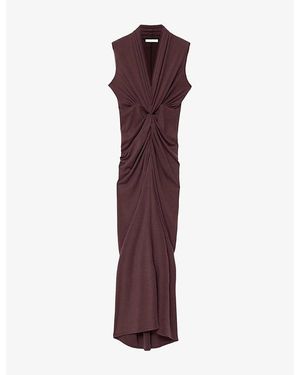 AllSaints Dariya V-Neck Wool-Blend Maxi Dress - Purple
