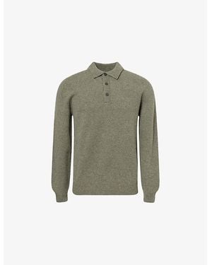 Sunspel Long-Sleeve Wool Knitted Polo Shirt - Green